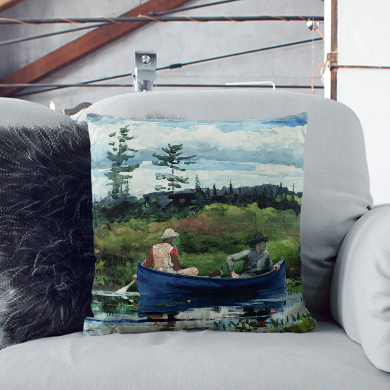 The Blue Boat Scatter Cushion, 55cm H x 55cm W x 20cm D, Black