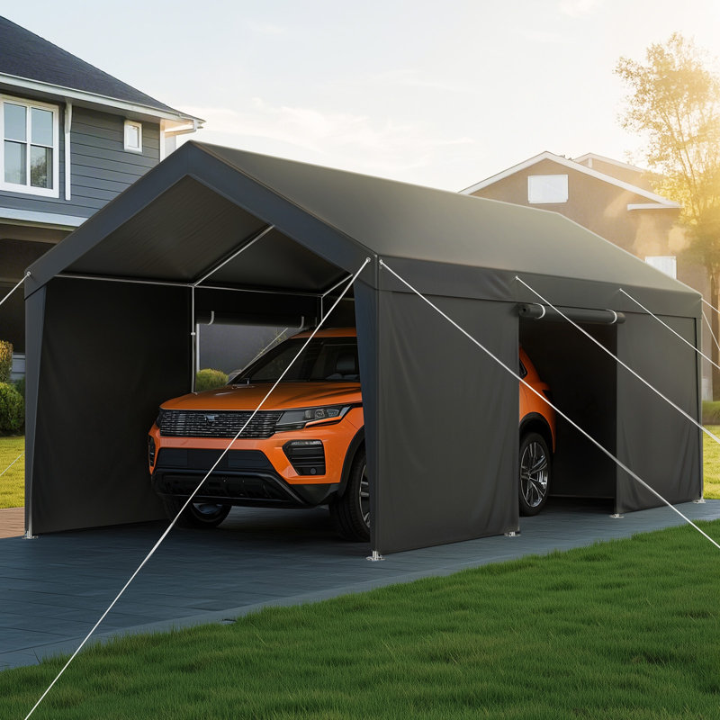 Carport Car Canopy 12x20FT Heavy Duty Outdoor Car Shelter with Sidewalls, Gray
