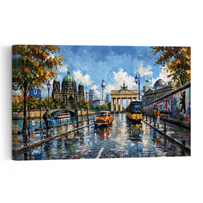 Paysage historique de Berlin, peinture abstraite, architecture contemporaine, reproduction d'art murale automne