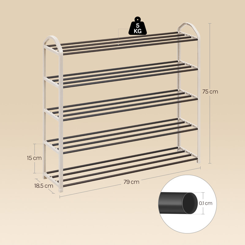 20 Pair Shoe Rack, Cream+Gray