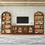 Meuble télé avec bibliothèque pour téléviseur de 70 po ou moins, meuble audio-vidéo avec design arqué, naturel-1891792892