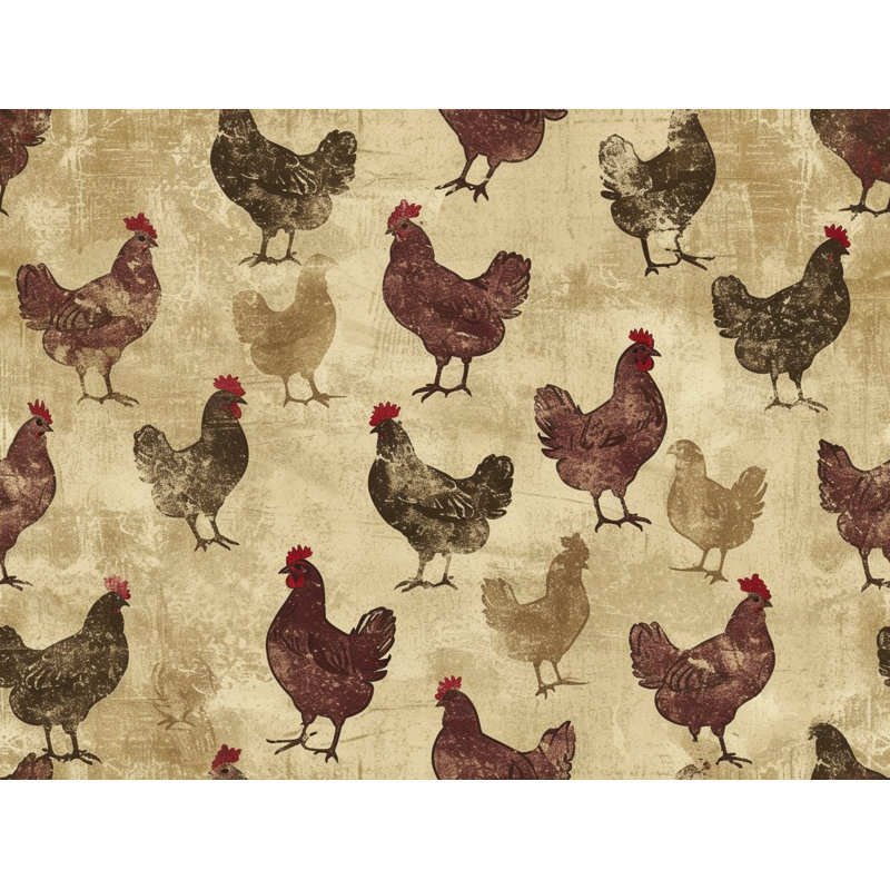Rideau de douche Chickens - Décor de salle de bain champêtre, H 73 po x l 70 po