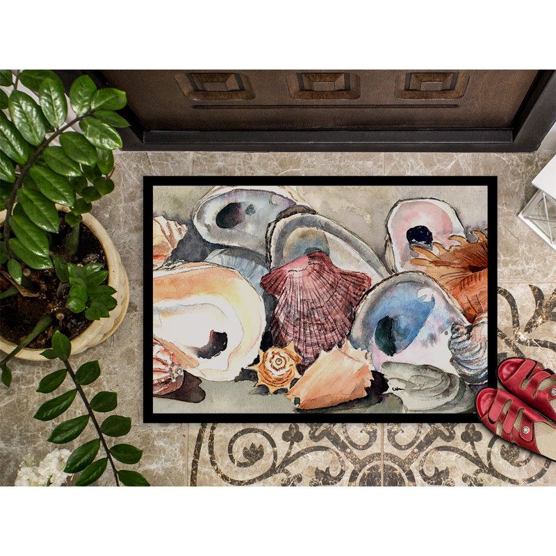 Epling Non-Slip Indoor Doormat, Rectangle 2' x 3', Grey Seashell