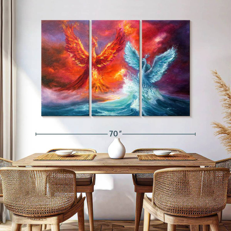 Kelan Fire Phoenix And Abyssal Swan, 42" H x 65" W