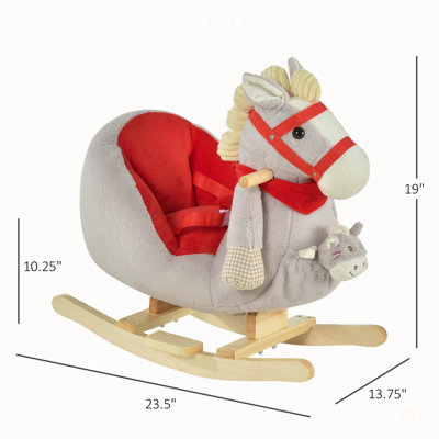 Cheval à bascule pour enfants, doux et résistant, avec musique et dispositifs de sécurité pour des moments de jeu amusants et confortables.