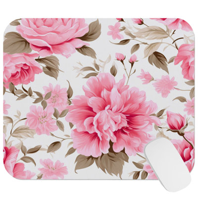 Floral Pink Floral Dreams XVI Gaming Cute Office Laptop Desk Pad Gift Mat Square Rectangle Non-Slip Mousepad