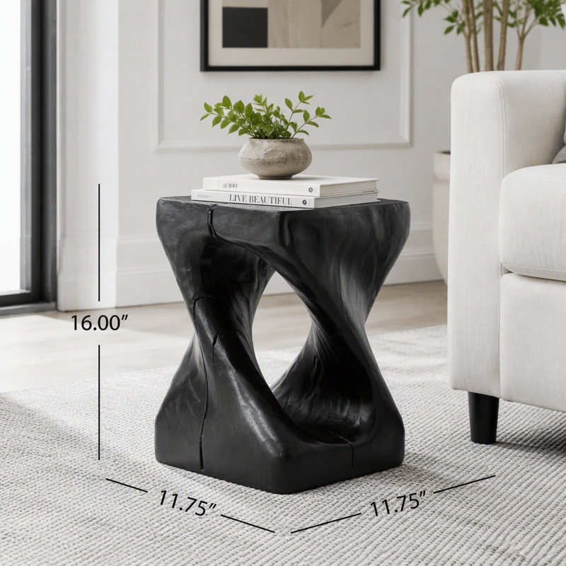 Table d'appoint à la texture imitation bois, Noir