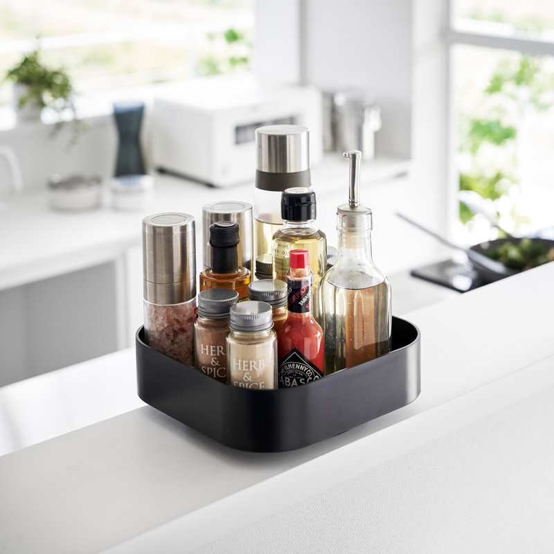 Plateau de rangement rotatif Yamazaki, plastique ABS, capacité de 8,8 lb, Noir, noir, noir, noir
