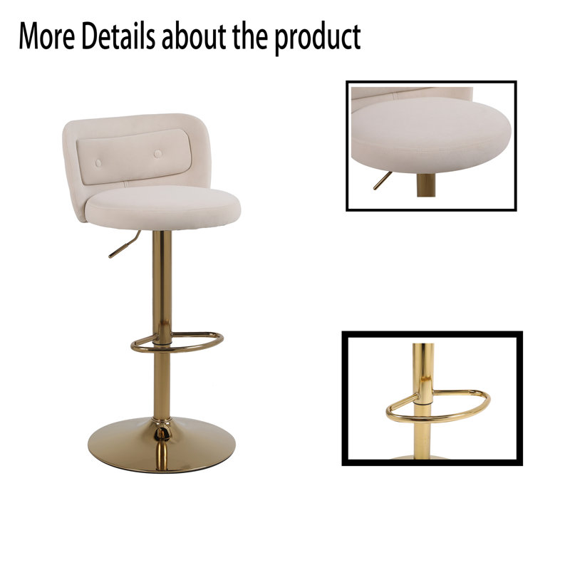 Upholstered Adjustable Height Counter Stool, Beige
