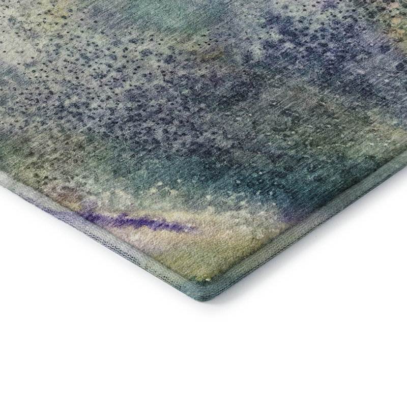 Premium Machine Washable Cerrito AMF505 Blue Rug, Rectangle 8' x 10'