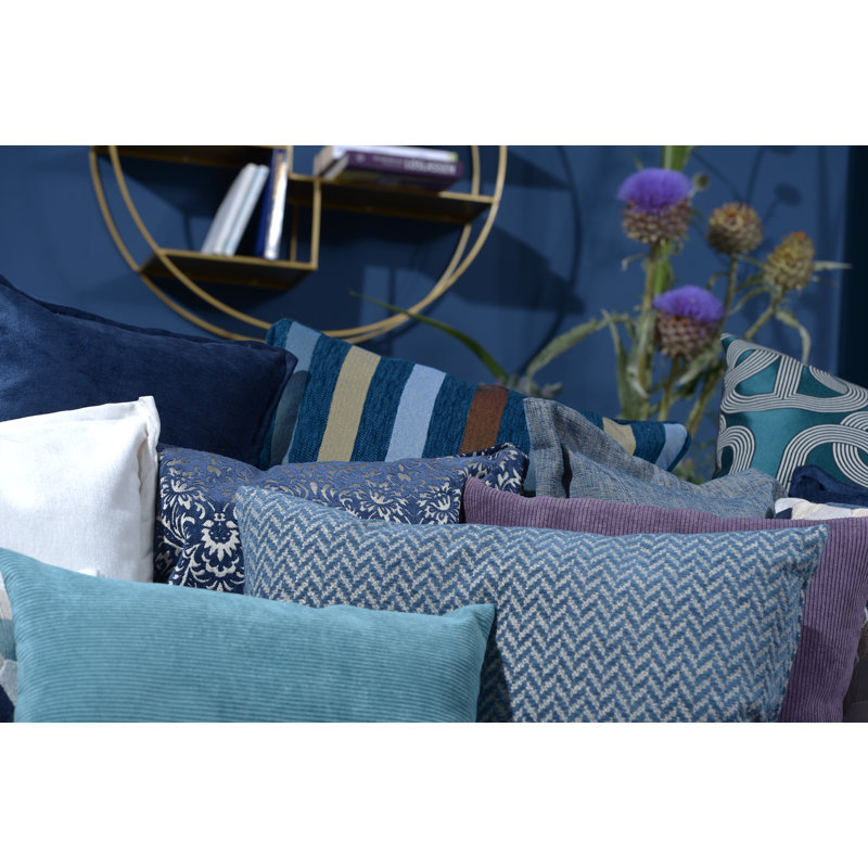 Zircono Chevron Rectangular Throw Cushion, Blue