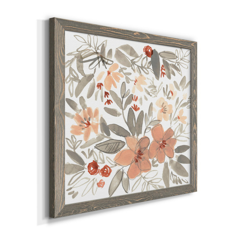 «Peach & Rust Blooms II», toile encadrée de qualité supérieure - prête à être accrochée, H 31,5 po x l 31,5 po x P 1,5 po