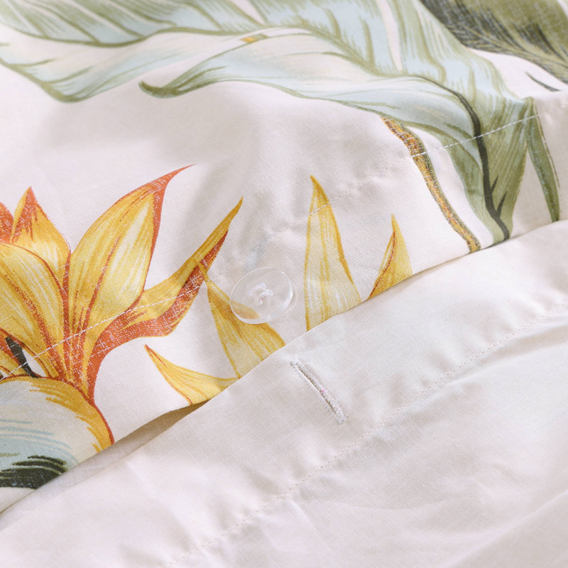 Birds of Paradise Beige Cotton Queen Duvet Cover Set