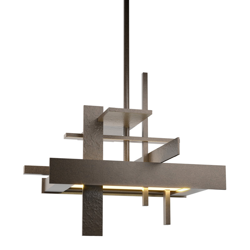Luminaire suspendu géométrique à 1 lumière à DEL H 8,4 po Planar, Aucune, Multi: 13,4 po à 58,4 po, Bronze