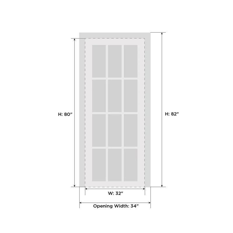 Matte Black Solid Pine French Door with Frosted Glass, 80 x 32 Inch
