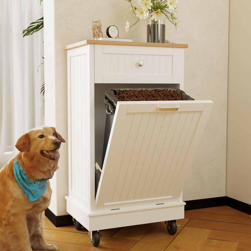 Poubelle 10 gallons en bois manufacturé, Blanc