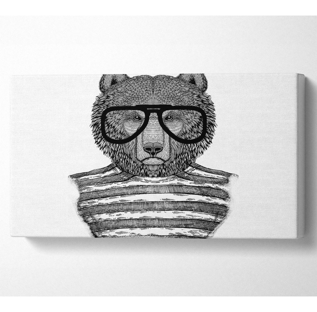 Der Bär mit Brille - Kunstdrucke auf Leinwand - Wrapped Canvas