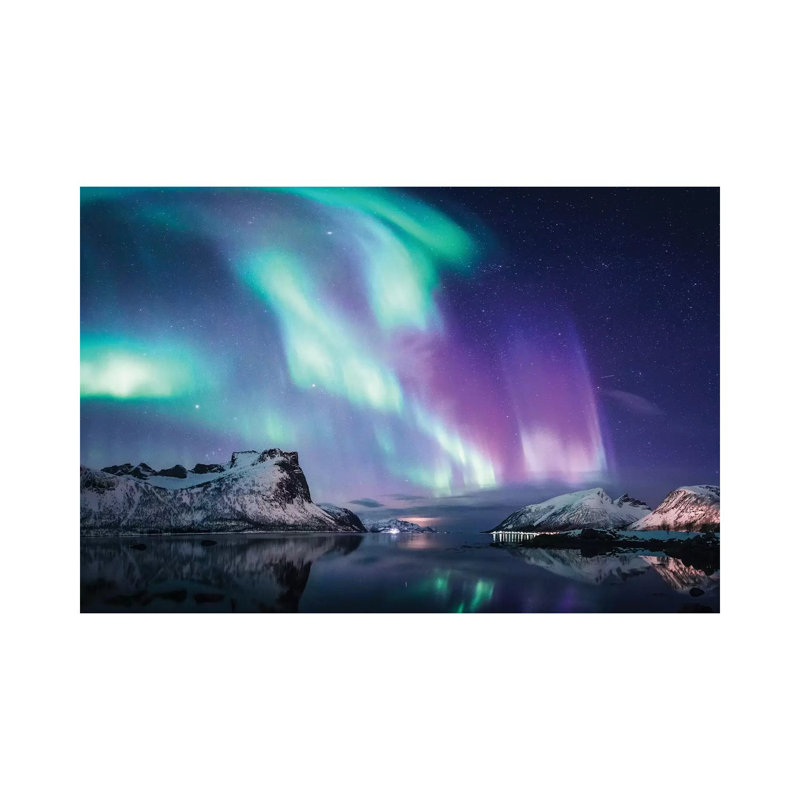 Northern Lights in Bergsbotn, Senja 1 Piece Wall Art on Canvas, 30.48 cm H x 45.72 cm W, Wrapped Canvas