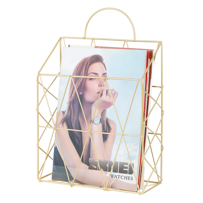 Winchendon Metal Free Standing Magazine Rack, Gold