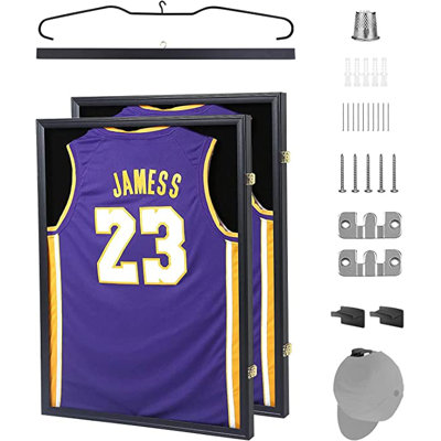 Vitrine en jersey, grande boîte-cadre, vitrine en jersey de sport avec protection UV 98% (ensemble de 2)