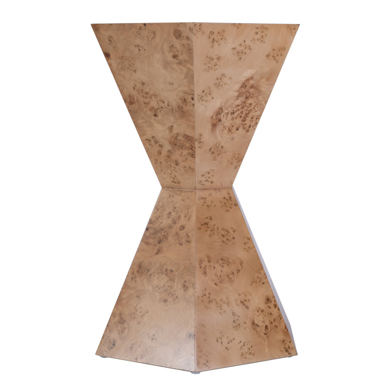Billie Hexagonal Burl Side Table, Brown