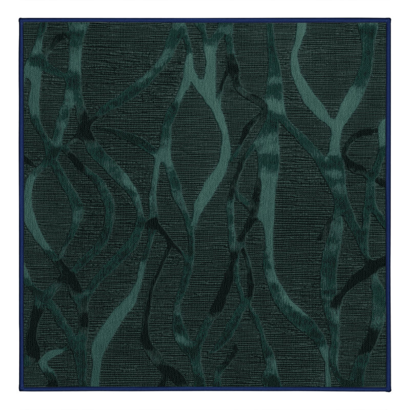 Machine Washable Abstract Blue Area Rug, Square 8'