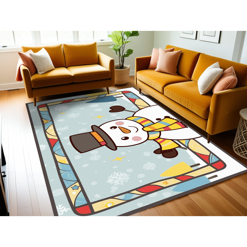 Tapis de vacances d'hiver de Noël lavable The Holiday Aisle®, Rectangulaire 3 pi x 5 pi