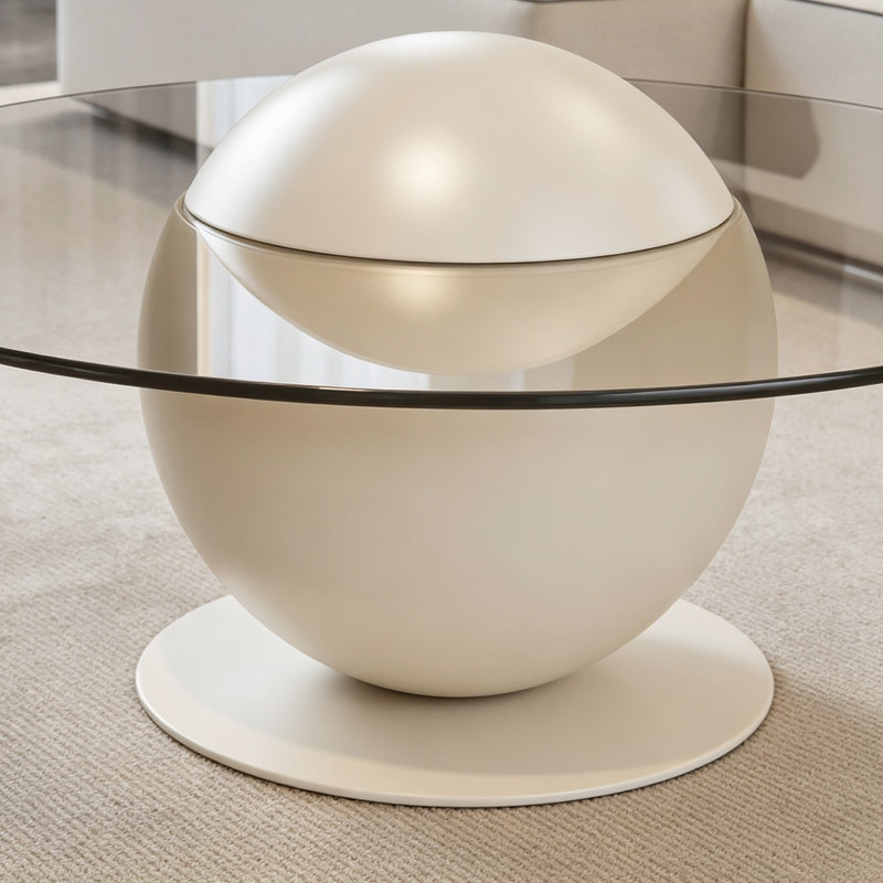 Table basse Fashion Creativité en verre trempé, Clear / Cream