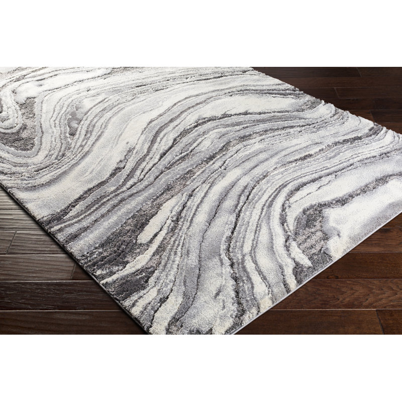 Tapis crème / gris clair / noir Arbury, Carré 7 pi 10 po