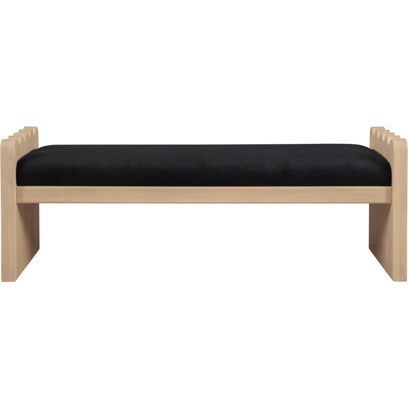 Banc en tissu Daline, Naturel, Velours noir