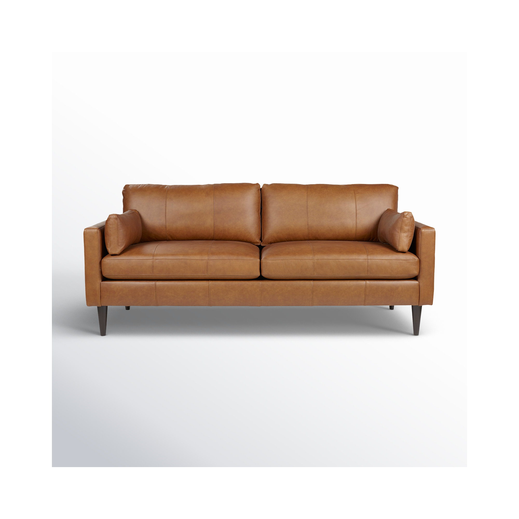 Viveros 81" Leather Sofa, Brown Genuine Leather, Espresso