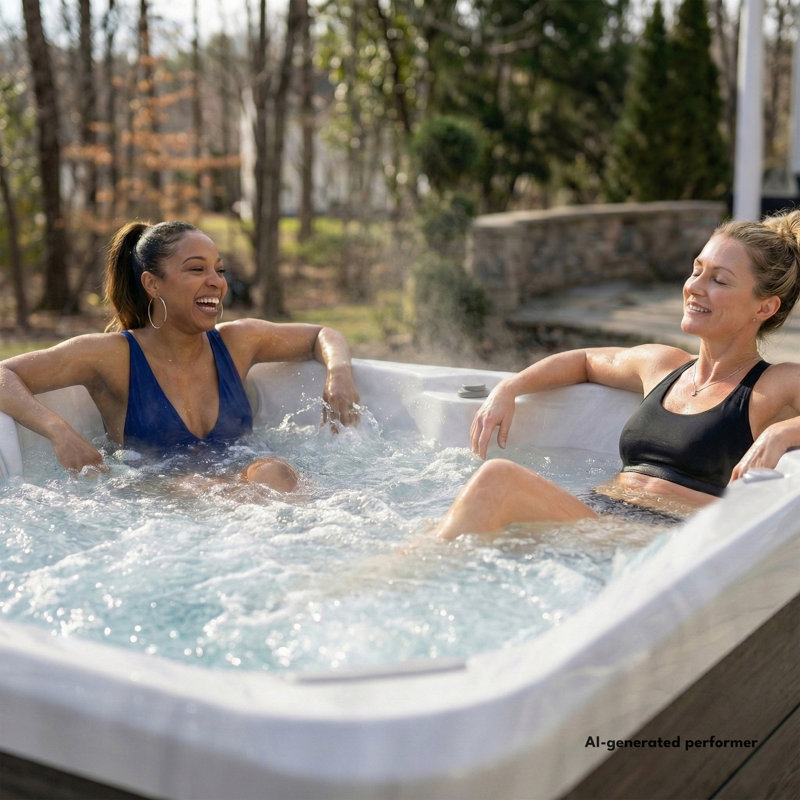 Empava 110 Volt 20 - Jet Plastic Rectangle Standard (Hardwired) Hot Tub with Ozonator and Built-In Speaker in Wood Grain