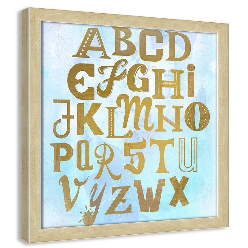 Abc Blue », impression sur papier, Encadré de boîte champagne clair, H 12 po x l 12 po x P 1,18 po