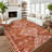 Boho Machine Washable Rug with Rubber Backing for Living Room Non-Slip Dining Room Rug Easy-Cleaning Floor Carpet for Bedroom Office Playroom_OKPHO_338N_Geometric_Brick Red-888334868