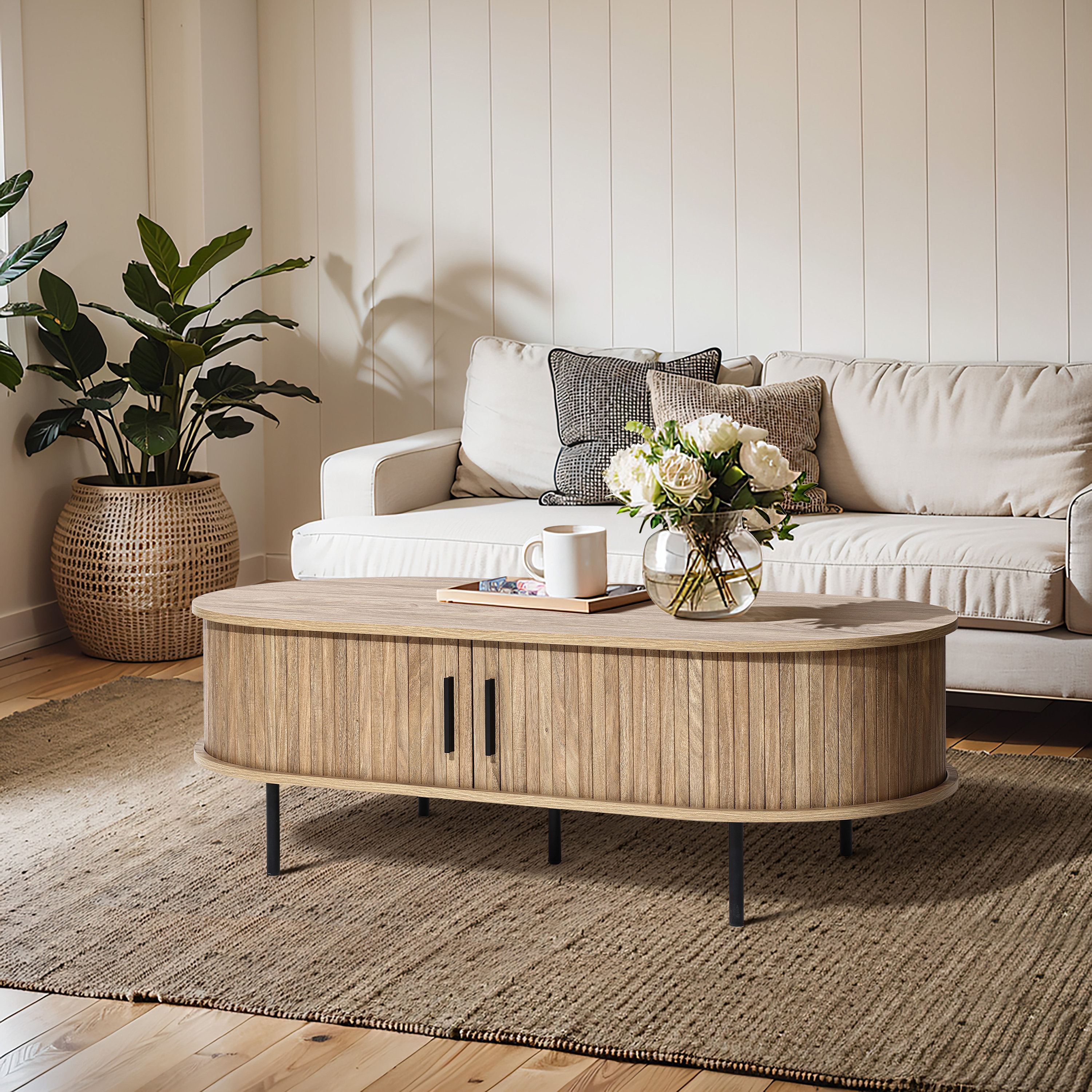 Curated visual reference: Chrome Oval Mid Century Modern Coffee Tables Reference: Hokku Designs Mid Century Modern Oval Coffee Table With Storage