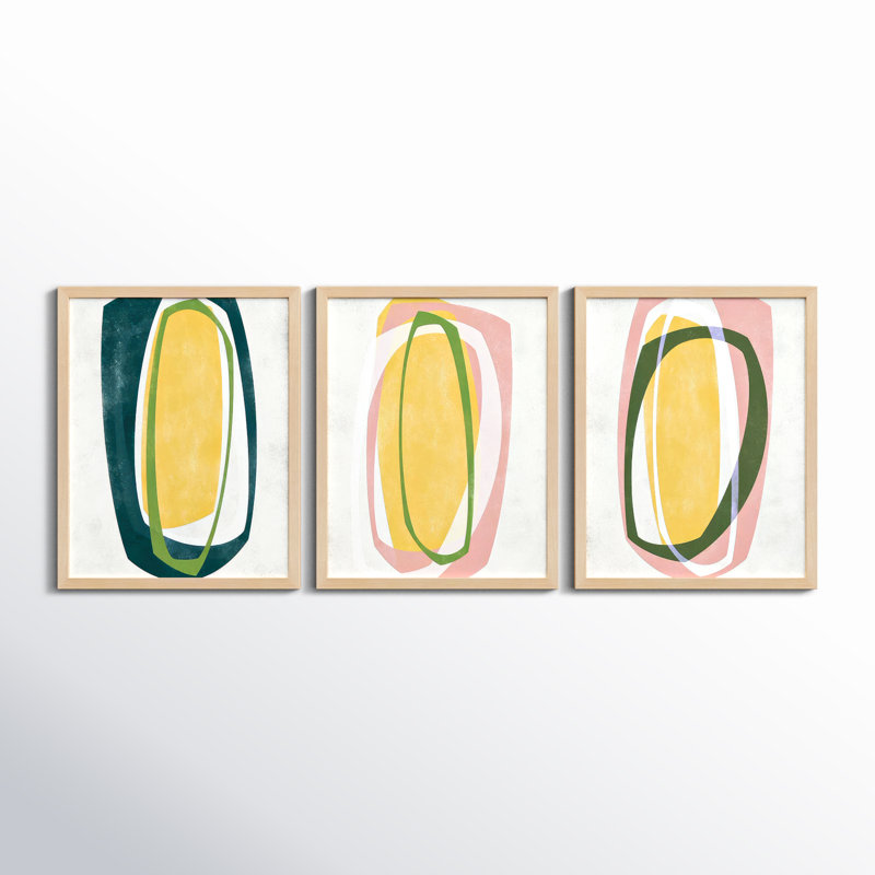 Orbit 12 And 13 Painting by Jacques Pilon, 25" H x 20" W, Maple Framed