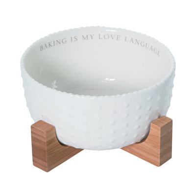 Ceramic 6.25 in. Multicolor Everyday Bowl and Bamboo Trivet Set