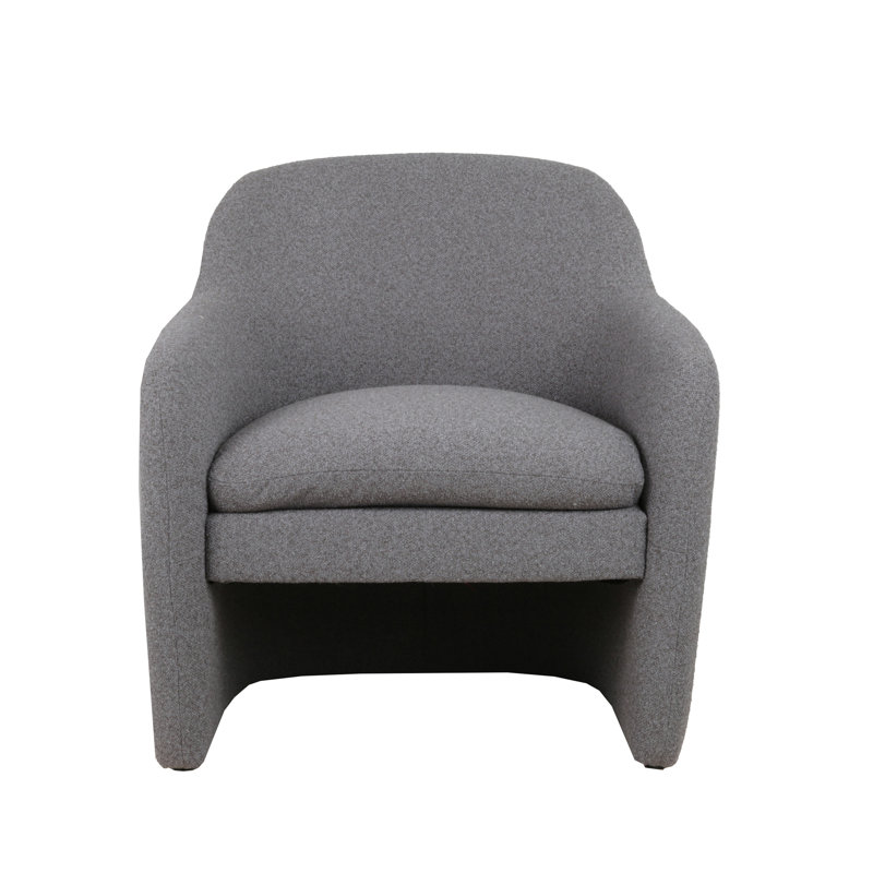 Brijpal Sherpa Fabric Upholstered Barrel Accent Chair, Gray Polyester Blend