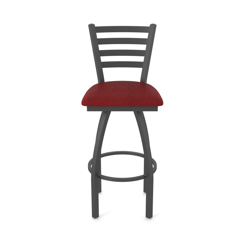 Jackie Swivel Stool, Pewter, Extra Tall (36" Seat Height), Fabric-Graph Ruby
