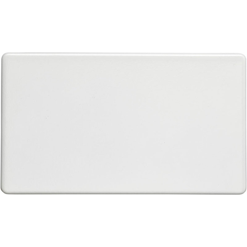 Double SCREWLESS  Blanking Plate Round Edged Wall Box Hole Cover, White, White
