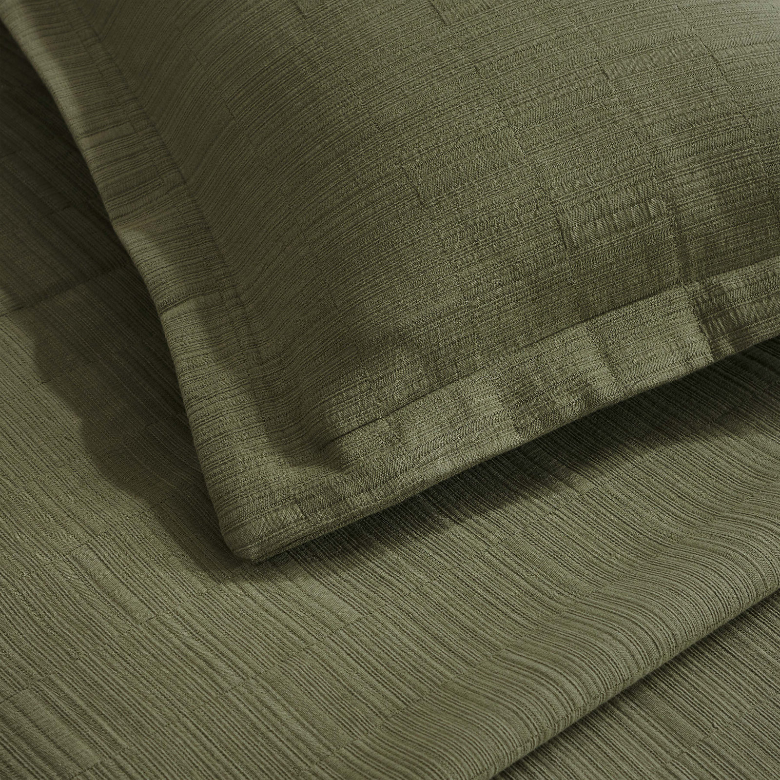 Zenith Cotton Medium Weight Textured Modern Geometric Matelasse Bedspread And Sham Set By, Green