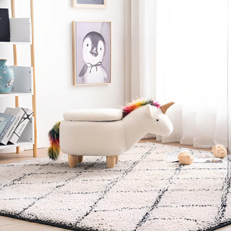 Upholstered Faux Fur Footstool