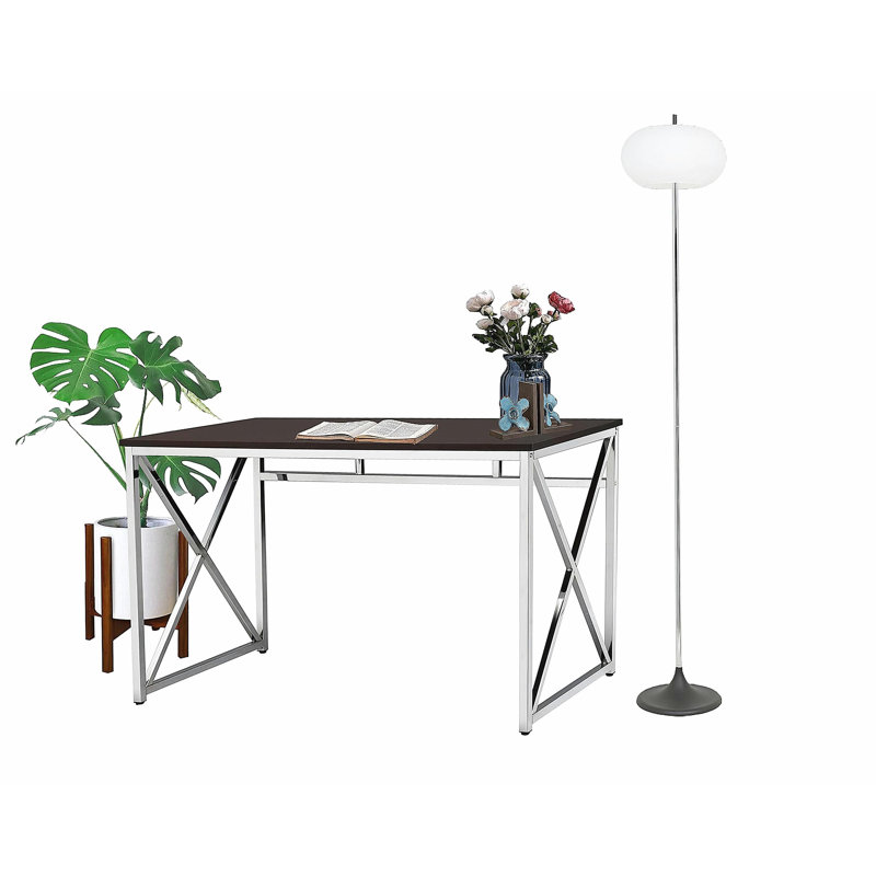 Madison office work area table MDF/Chrome Brown