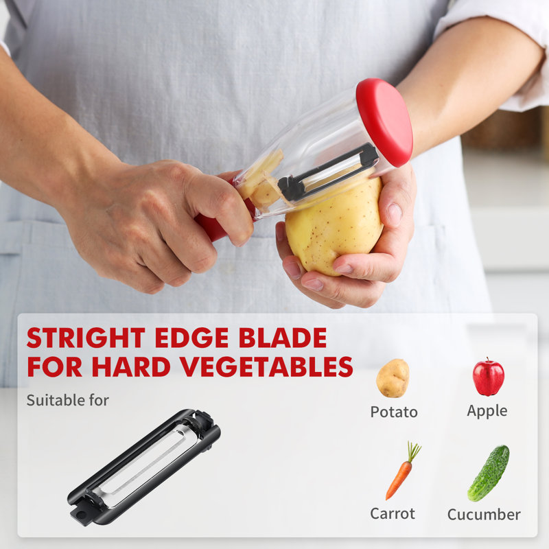 Vegetable Peeler With Storage Container With 3 Interchangeable Blades