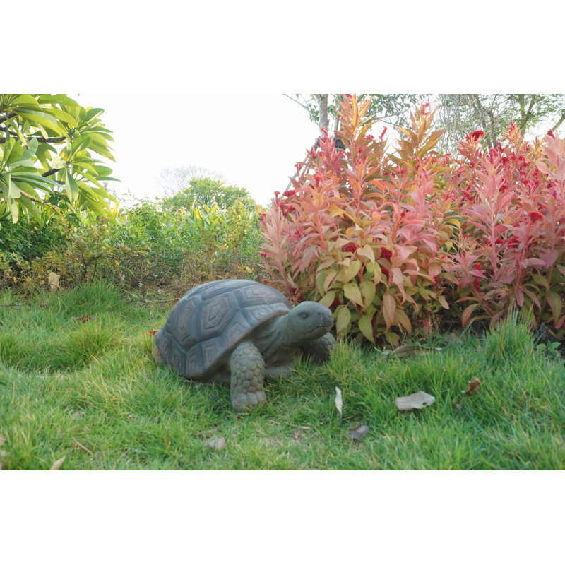 Life-like Brown Resin Turtle Garden Statue, 21 Inches