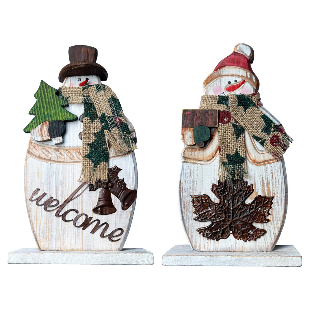 Rustic Mini Standing Snowmen Figurines Christmas Ornament Mantle Centerpiece Wall Décor The Holiday Aisle®