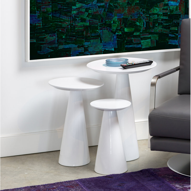 Tower Wood Medium End Table, High Gloss White, 16" H x 10" W x 10" D