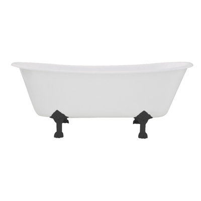 Kingston Brass Aqua Eden 67-Inch Cast Iron Oval Double Slipper Clawfoot Tub (No Faucet Drillings)