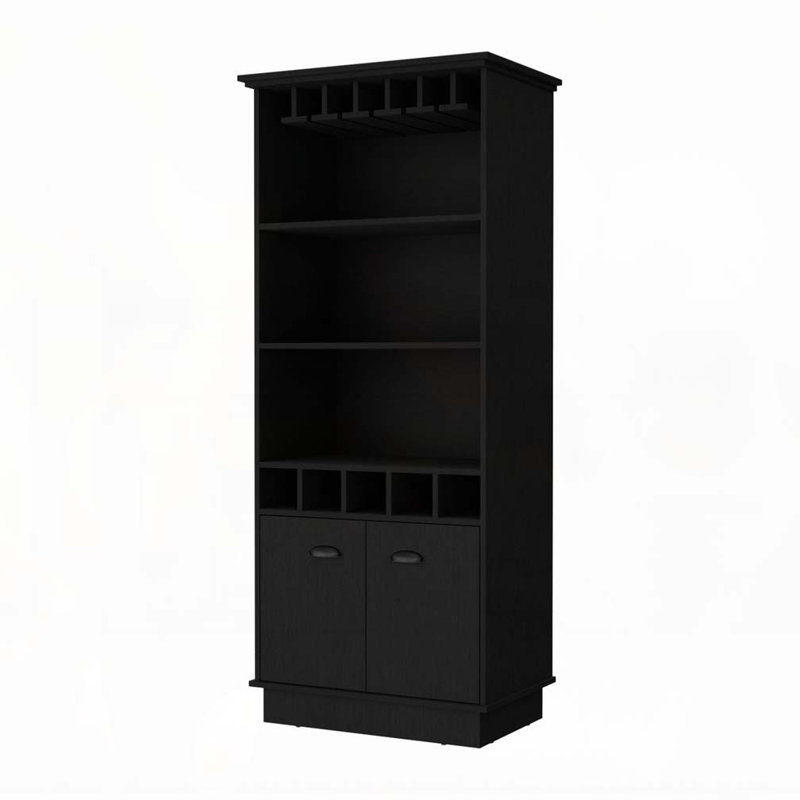 Black Glassware Rack Bar Cabinet