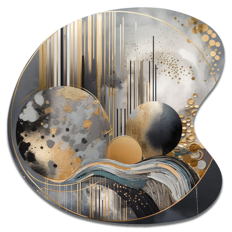 Soft Colours Marble Abstract I - Abstract Marble Drop Shape Metal Wall Sculpture, 27" H x 27" W